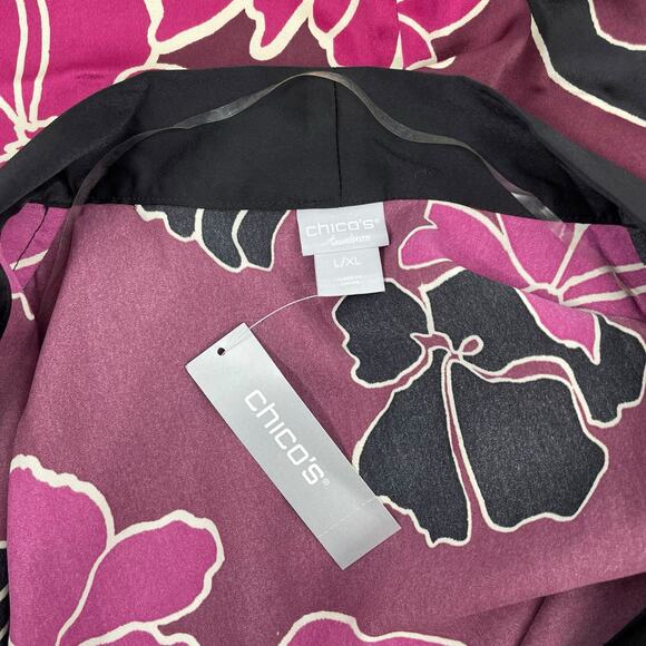 Chico's Travelers Floral Printed Kimono Jacket Deep Chianti Size L/XL - Picture 11 of 11